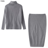 Turtleneck Pullover + Slim Skirt