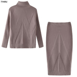 Turtleneck Pullover + Slim Skirt